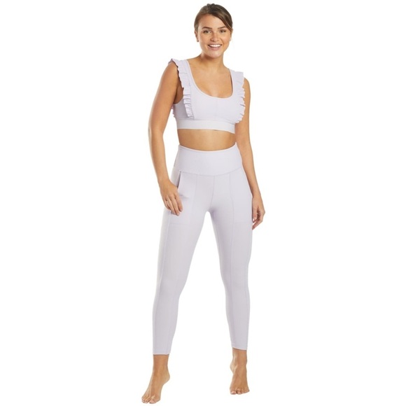 Free People Ruffle Me Up Yoga Leggings Set Top- Medium Bottoms-XS Lavender - Picture 3 of 15